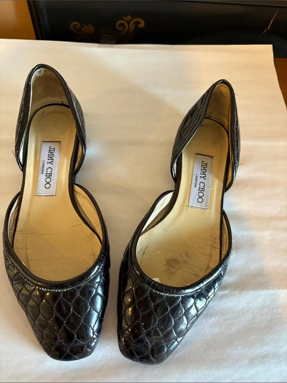 Jimmy Choo Black Textured Flats dust bag included